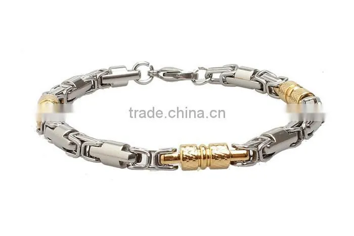 Factory wholesale silver and gold joint 316l stainless steel bracelet men