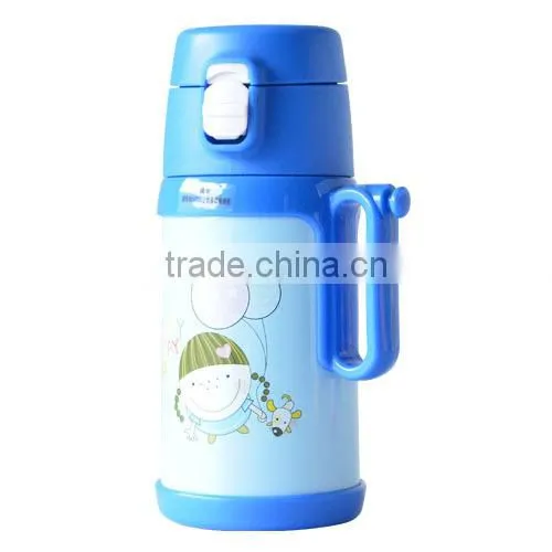 350ml stainless steel double wall plastic water bottle with straw
