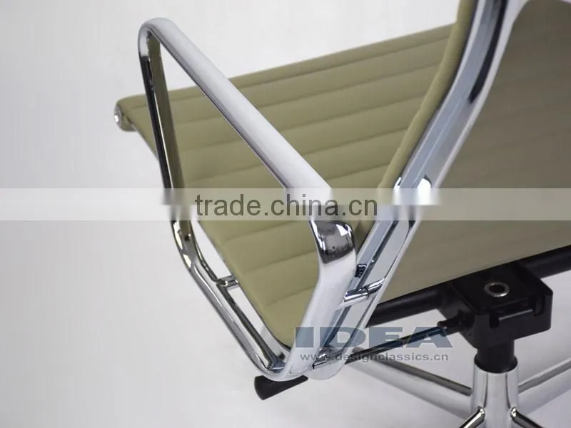 Replica Charles Aluminum Executive Easy Chair - Light Grey Genuine Leather