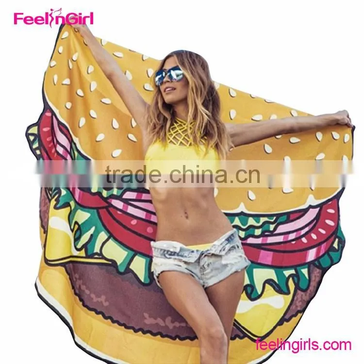 Round Beach Towel Hamburg With Print Custom print beach towel sarong pareo