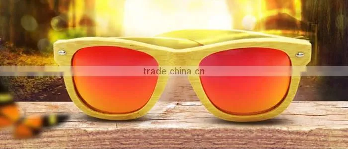 new fashion 2016 UV400 mirror color lens custom design bamboo wooden polarized sunglasses sun glass