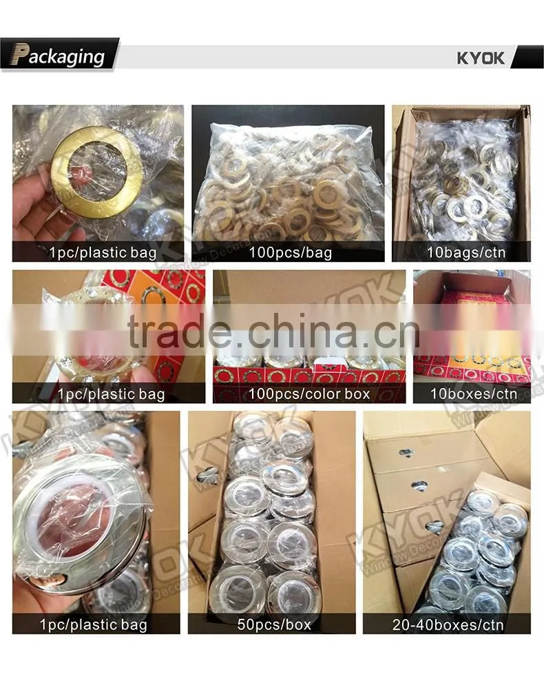 KYOK Antique Brass Metal Bay Window Passing Curtain Pole Rings Round Type,Roller Curtain Accessories 22mm Wholesale