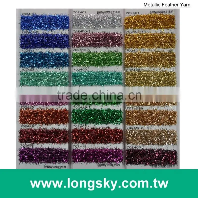 (X-125) gold color long horse hair feathers knitting yarn for mitten