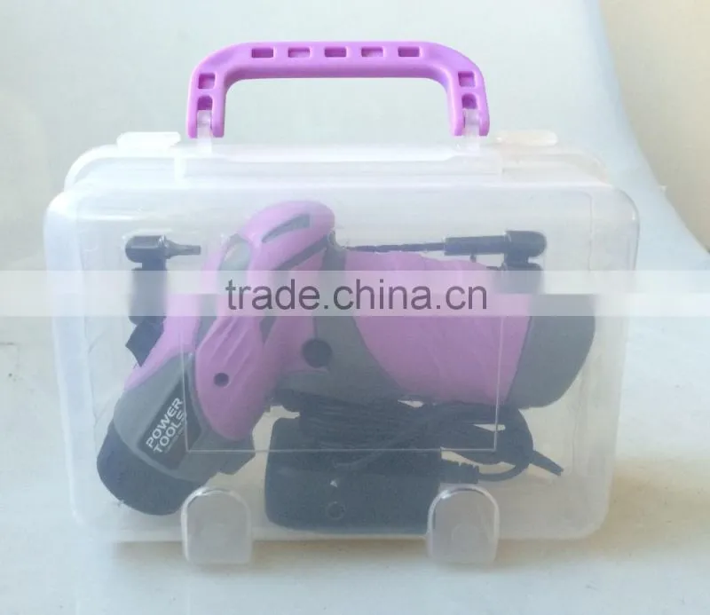 3.6Volt/4.8Volt Best selling pink color woman cordless screwdriver with 18pcs bits in plastic carry case