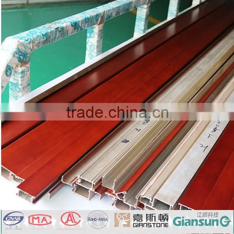 High quality pvc veneer Coating Aluminum Window & Door Profiles/ Fireproof wooden coated aluminium windowdoor and sections
