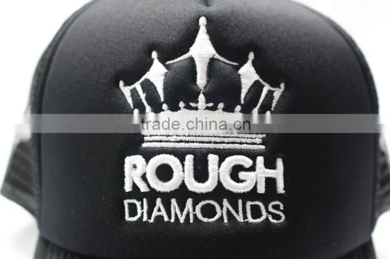 5-panel embroidery logo black foam mesh trucker cap/hat