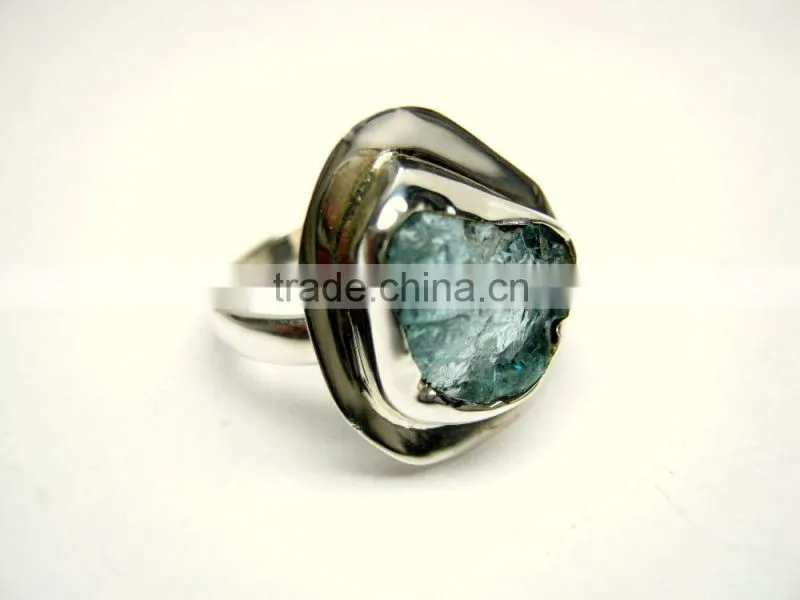 Blue Kyanite Raw Natural Gemstones Ring, Rough Gemstone Adjustable Rings, 925 Solid Sterling Silver Jewelry