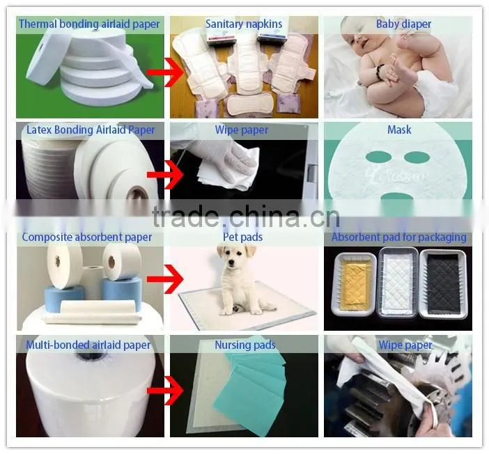 multi bonded core sheet of baby diapers, small roll multi bonded airlaid paper