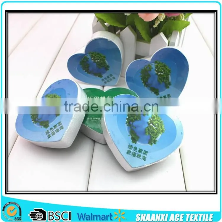Cotton material romantic heart shape compressed towel screen printed heart compressed towel