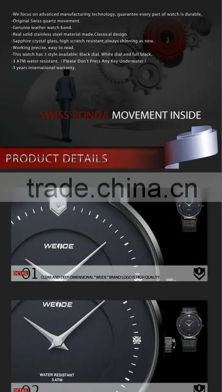 2015 japan movt quartz watch white dial man watches weide