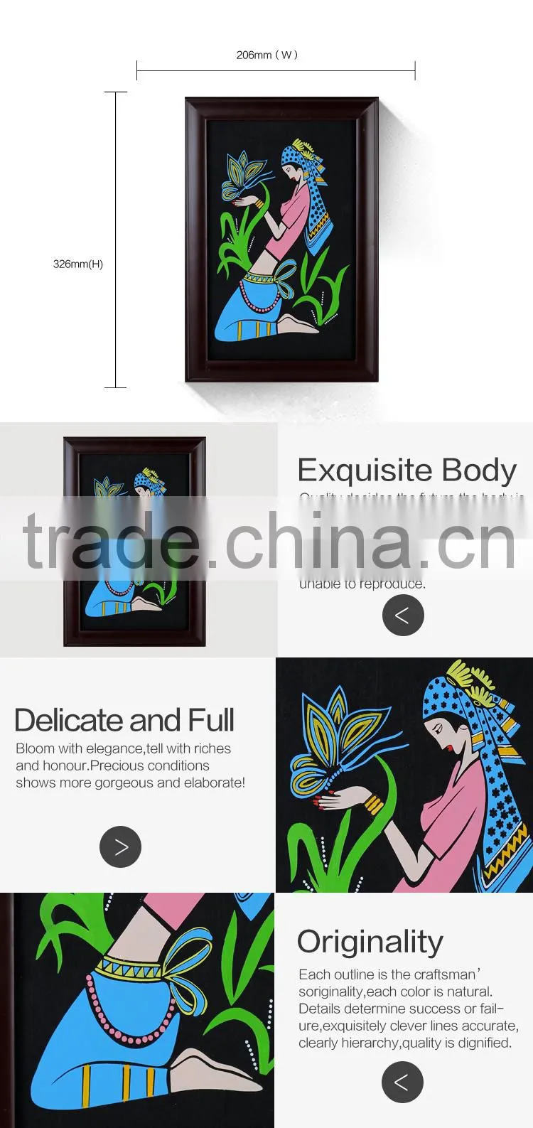 manmade beautiful yong girl picture frame for decoration