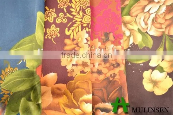 Shaoxing Textile Polyester 50D dubai floral satin fabric