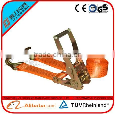 2" 5ton Orange Ratchet Strap Lashing with Double J Hook