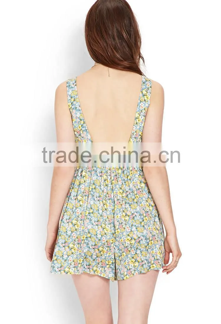 women floral print sleeveless woven rompers womens rompers