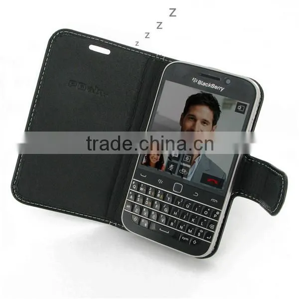 Classic Black PU Leather Stand Case Cover for blackberry z30 case Screen Protector