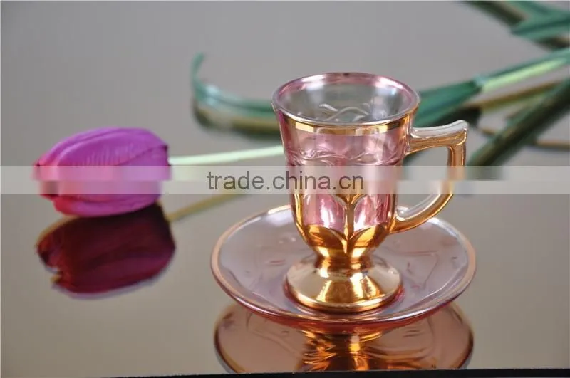 luxury gold glass cup and saucer