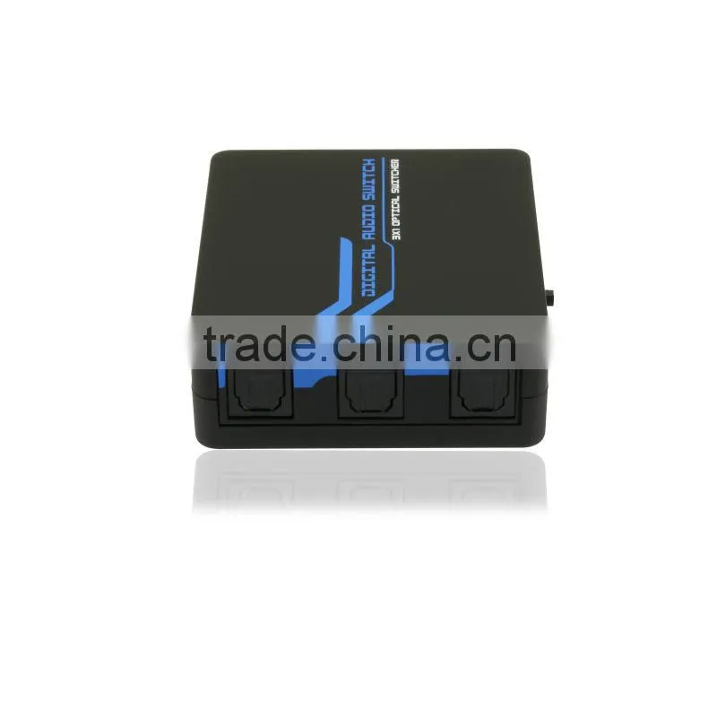 Professional Manufacture Toslink Optical Audio Switch 3 In 1Out With IR Remote Audio Swithcher Up to 40m With LED Indication