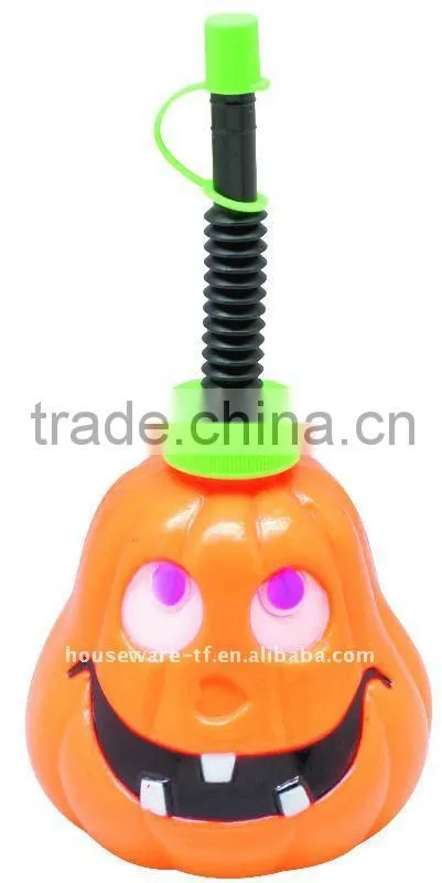 pumpkin hallowmas plastic cups with straw