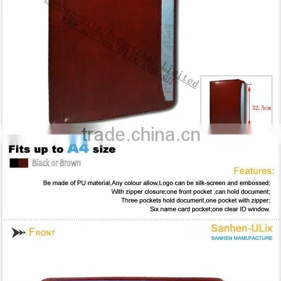 PU MATERIAL DOCUMENT FOLDER WITH 20 SHEETS NOTEPAD