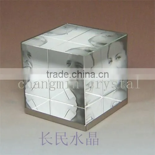 Crystal cube photo frame for gift & home decoration