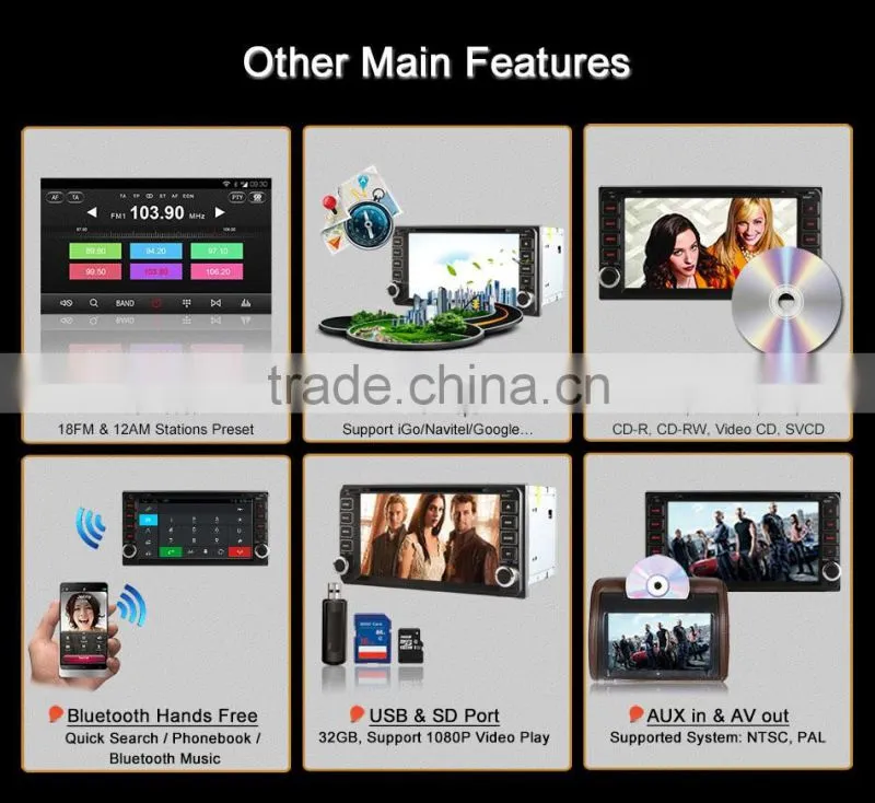 Ownice Quad core Android 4.4 double 2 din touch panel Car radio GPS with FM AM radio