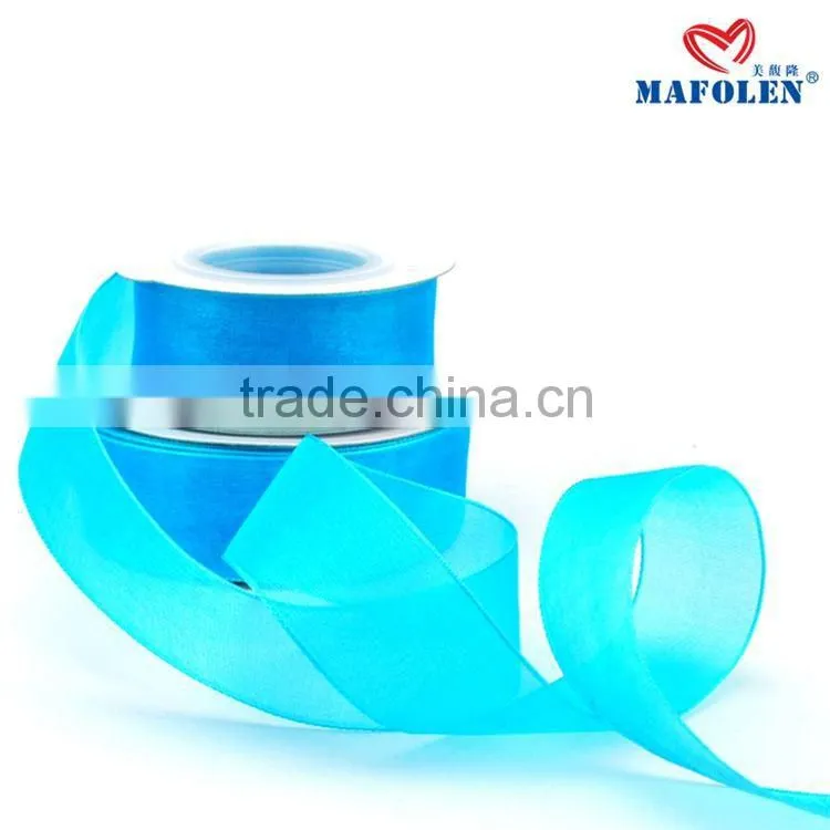 Cheap double face wedding car decorative ruffled organza ribbon 100mm