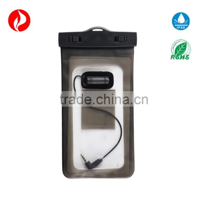 PVC material waterproof phone bag with headphone jack