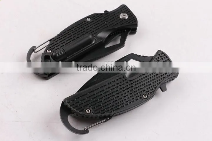 OEM multifunctional pocket camping knife with fire starter