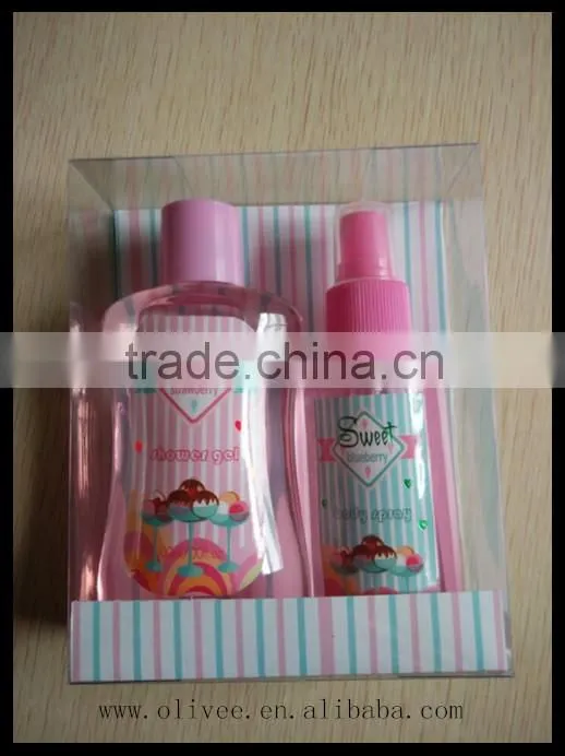 sweet strawberry 180ml shower gel, 120ml body spray Christmas bath gift set