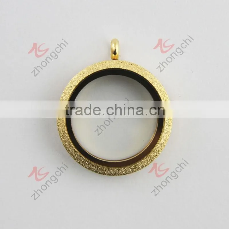 wholesale fashion jewelry locket matt top face stainless steel floating locket pendant necklace