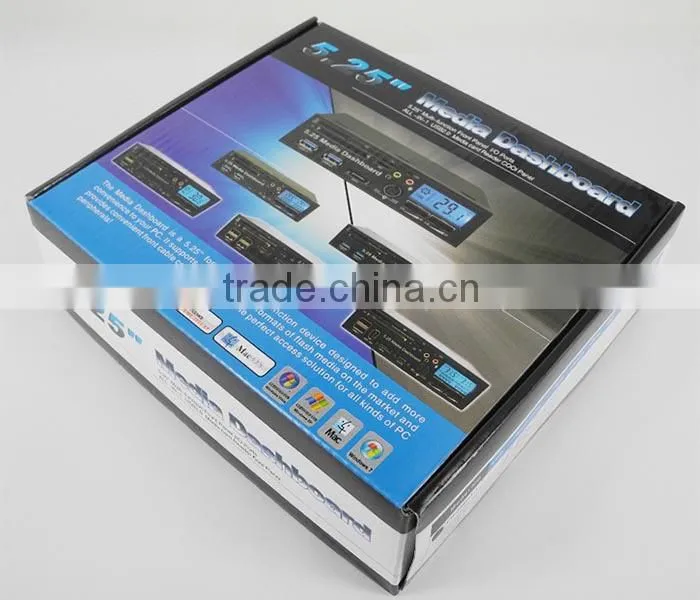 Black 5.25" Media Dashboard Front Panel PCI-E to USB 3.0 eSATA SATA card reader