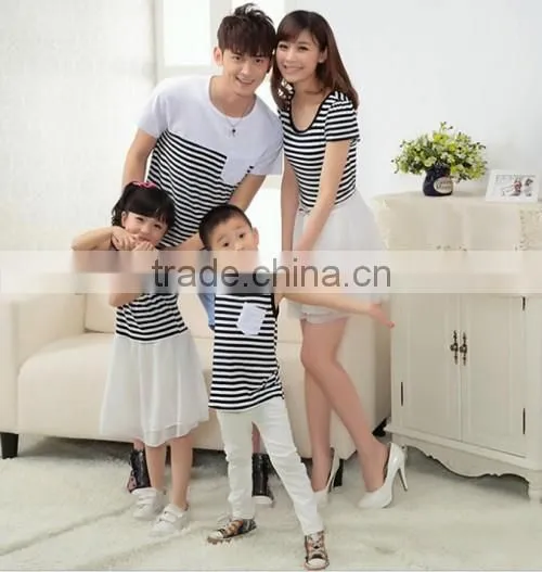 2015 Factory Direct High Quality Family Suit Summer Korean New Style Fashion Family Clothing Set