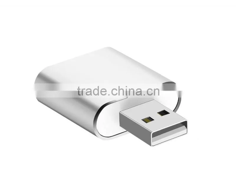 Great for gifts! External USB Audio Adapter Sound Card with Stereo Headphone/Speaker and Mono Microphone Jacks(Aluminum casing)