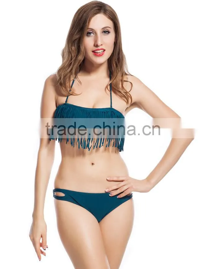 Guaranteed quality hot mature women sexy tassel swimwear halter fringe bikini