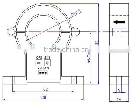 detachable large install aperture Hall current transducer /sensor RCS11A-50