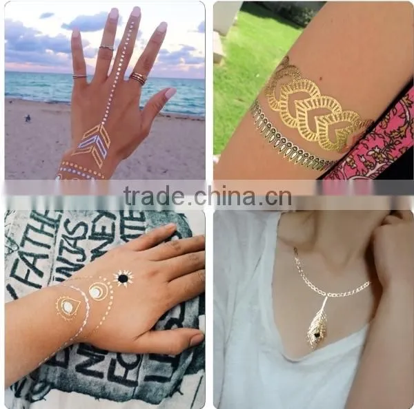 BSCI approved temporary tattoos gold jewelry sticker tattoos
