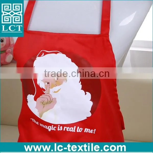 Newest solid red colored 100% cottton kitchen cooking christmas apron