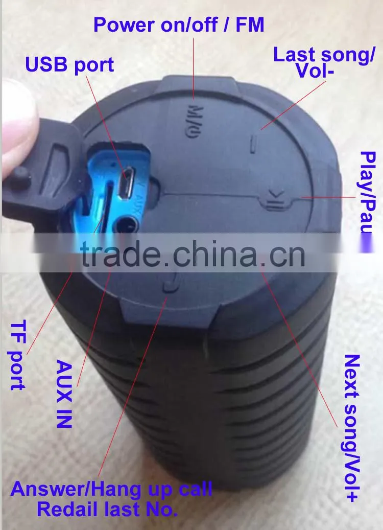 2015 new outdoor sport wireless bluetooth speaker with waterproof function and TF