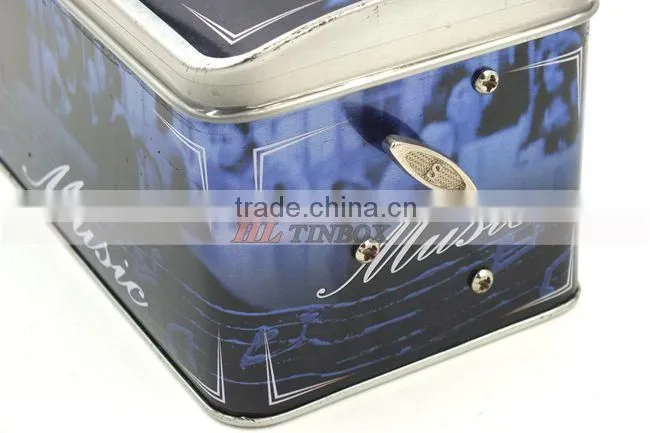 Metal Dome Lid Music Tin Boxes with House Shape