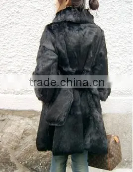 High QualityKorean Style Fur Coat Women Real Rabbit Fur Jacket