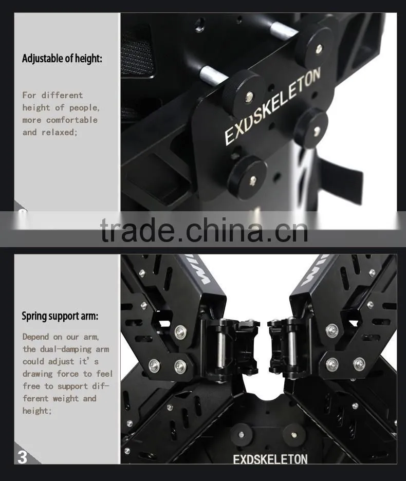 Factory supply WIELDY Exoskeleton Steadycam Stabilizer Load Vest UP to 20KG + Double Handle Dual-Damping Arm for DSLR DV Camera
