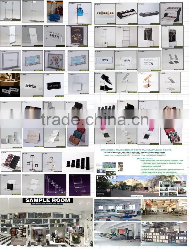 Factory Direct Supply Acrylic Display for Wallet purse handbag, display Acrylic, wallet display stand