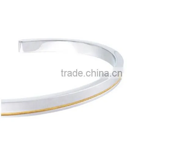 2016 cheap stainless steel bangle jewelry two tone grooved cuff bracelet for men and women