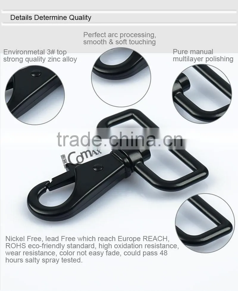 1.5 Inches Zinc Alloy Black Metal Snap Hook