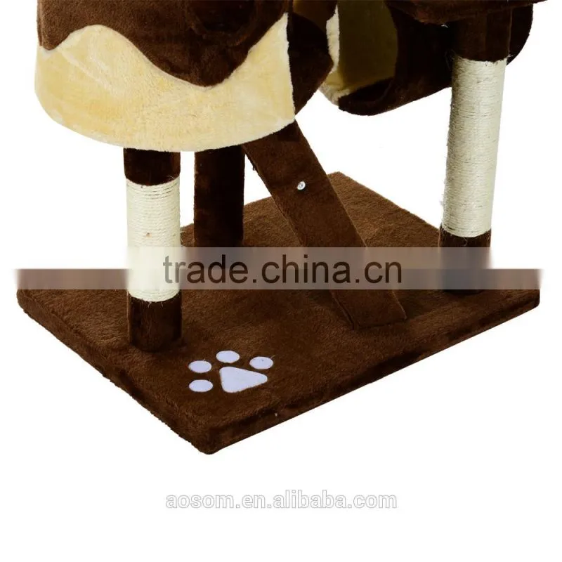 Pawhut Coffee Cream 260cm Cat Tree Kitten Activity Center