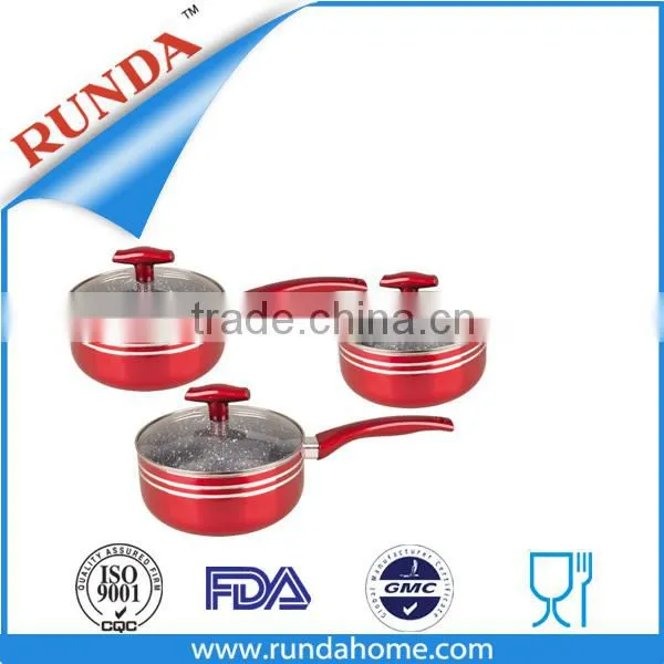 1QT 2QT 3QT 3pcs Aluminum cookware set with marble coating