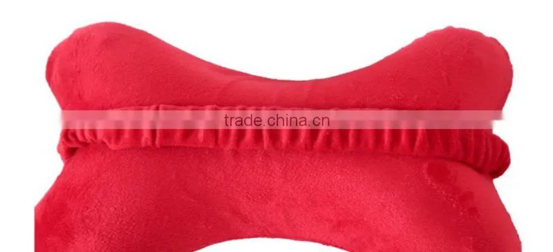 Bone shape memory foam car neck pillow, 100%polyester velvet cover