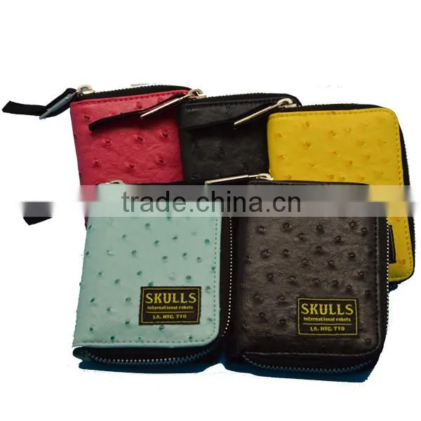 Fashion custom zipper leather wallet case