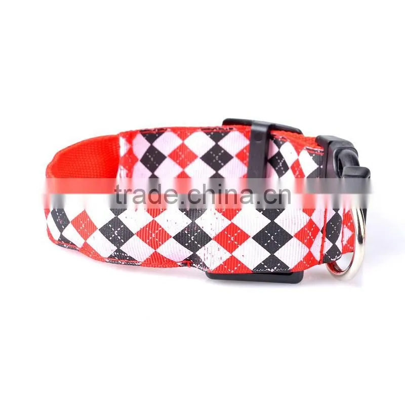 Rhombus printing led flashing lights dog collar