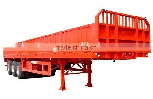 China factory 3 axle side wall semi trailer/ 40ft flatbed container trailer / bulk cargo trailer truck for sale